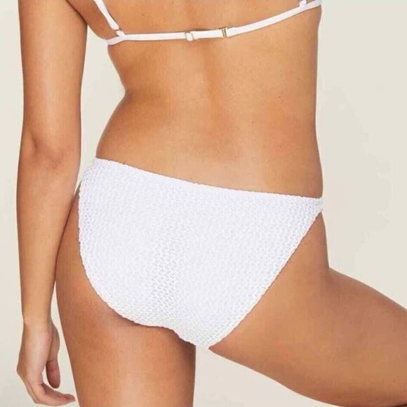Andie Swim X Demi Moore Tropez Bikini Bottom White Crochet Textured Size L NWT - Picture 2 of 12